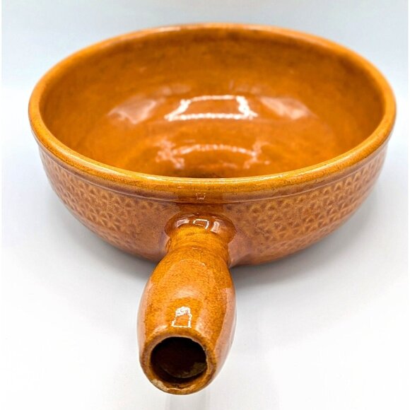 Landert 20 Fondue Casserole Gold Stoneware Glazed 8" Hollow Handle Swiss Made - Picture 2 of 4